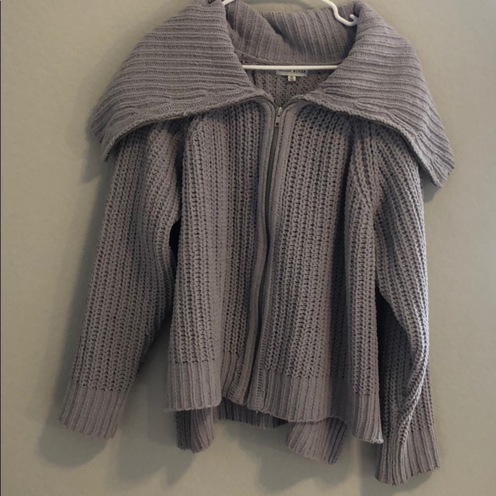 Grey chunky knitted zip up